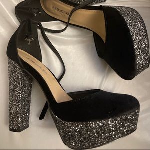 Platform glittery heels worn once